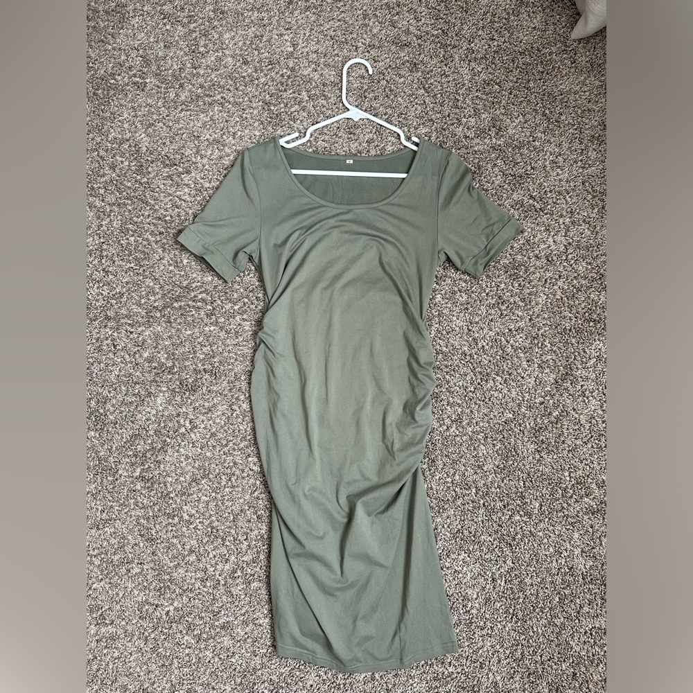 Maternity Bodycon Dress Side Ruch - Picture 3 of 4